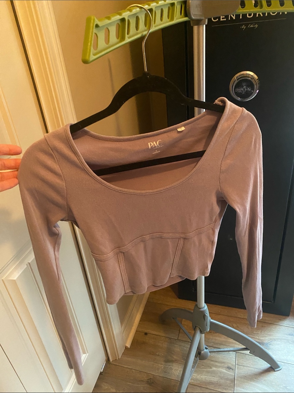 PacSun Mauve purple Long Sleeve Ribbed Scoop Crop Top